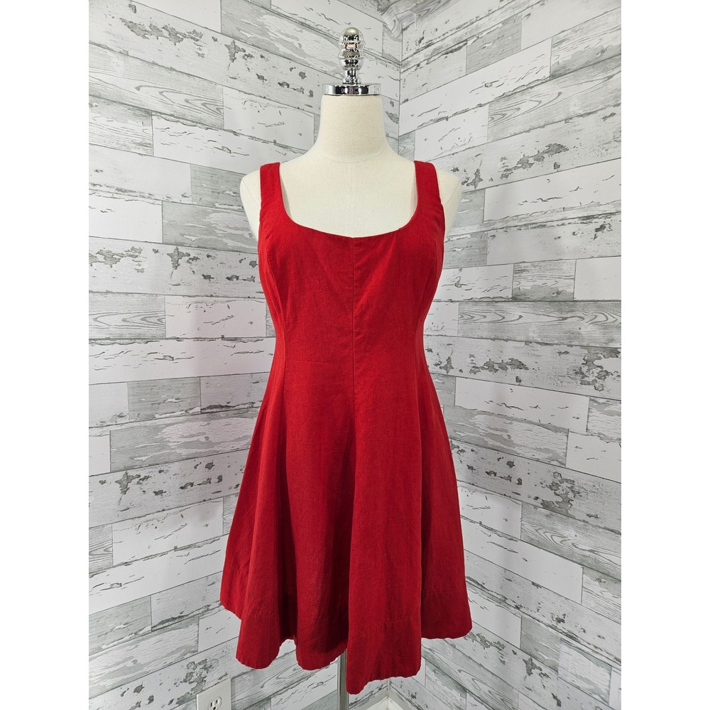 Gap Womens Red Linen Blend Flare Mini Dress Tomato Sauce S Petite